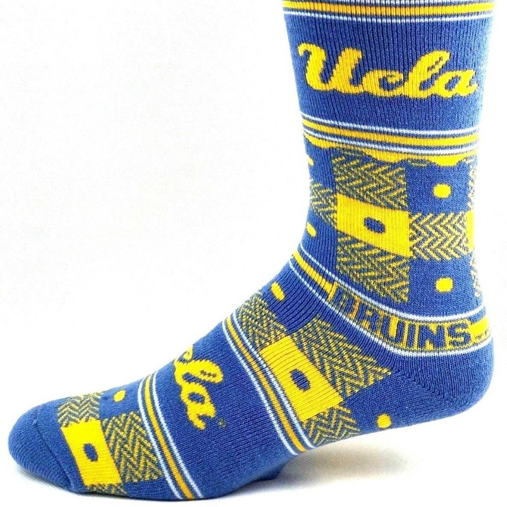 UCLA Bruins Light Blue & Gold Plaid Quilt Deuce Crew Sock